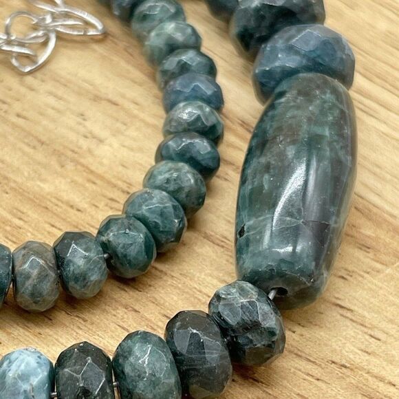 Jay King Teal Green Apatite 18" Sterling Silver Necklace Faceted Graduated Beads - Picture 8 of 11
